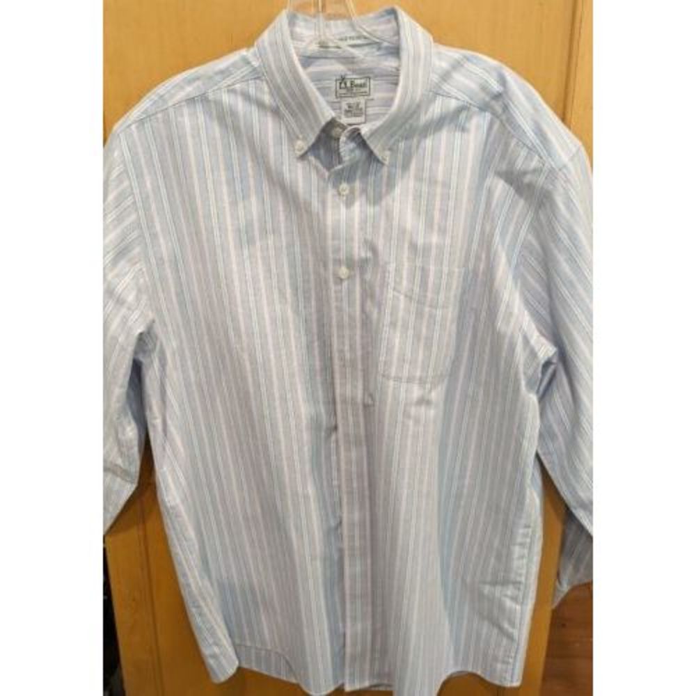 LL Bean Shirt Men 16.5-35 Heavy Cotton Plaid Woven Long Sleeve Button Down